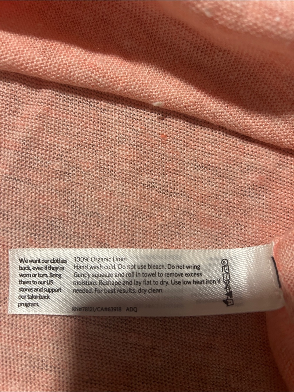 Eileen Fisher 100%Organic Linen Light Pink V-Neck Sweater. Fisherman. Coastal - Picture 4 of 6